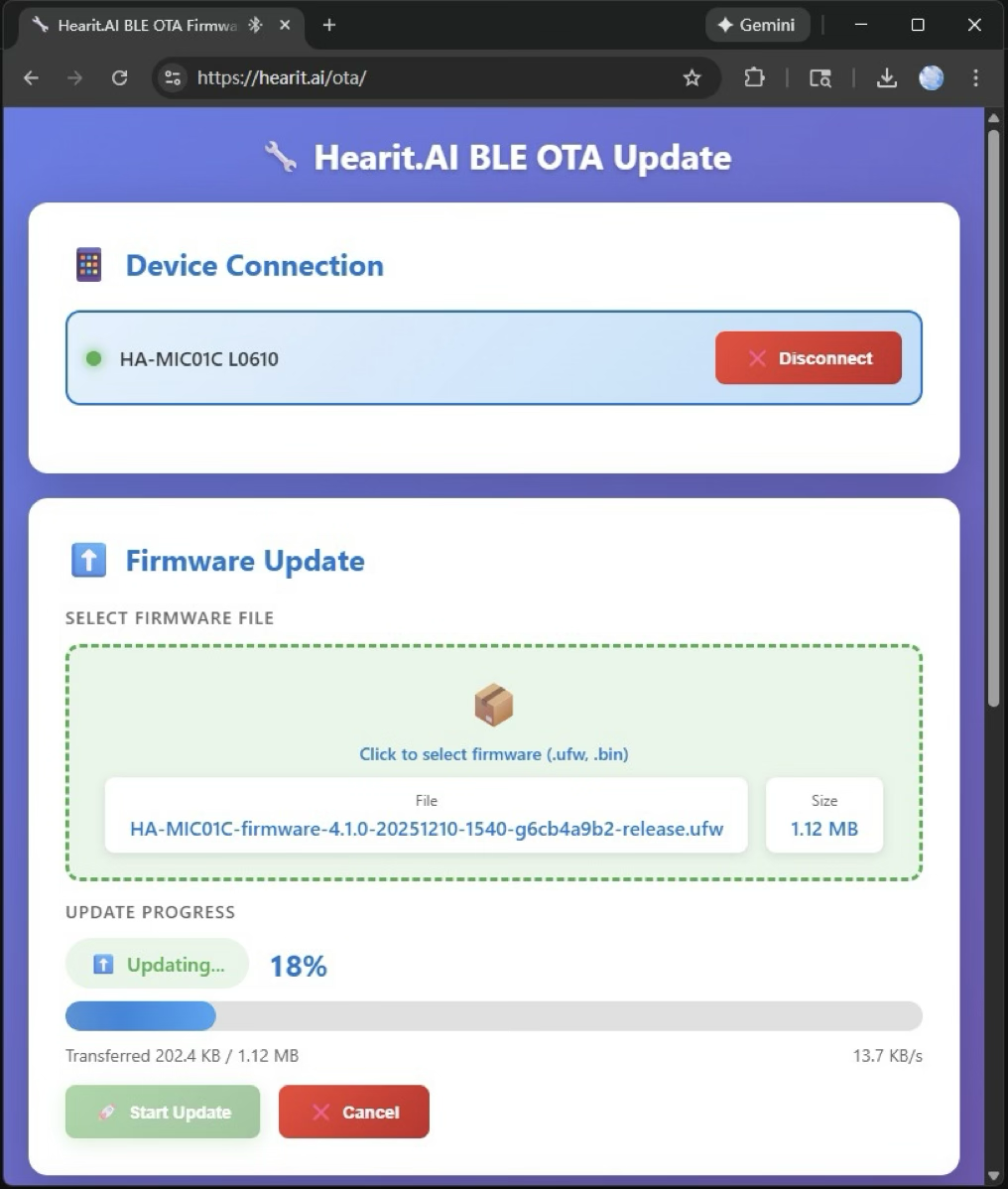 OTA Update Interface